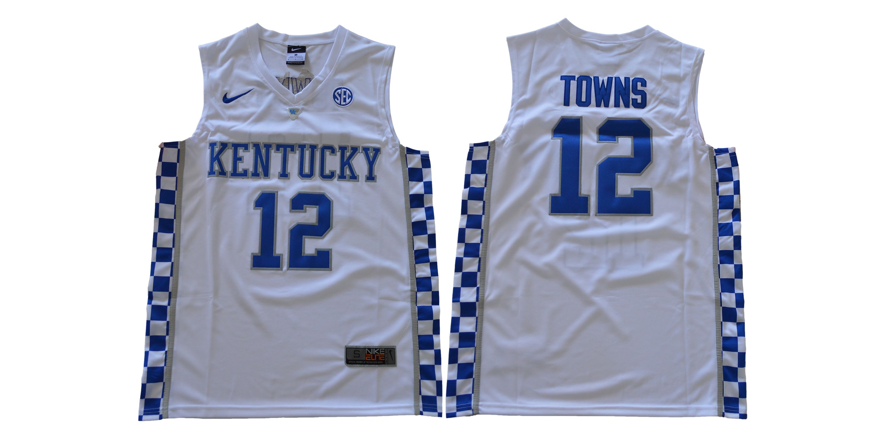 Men Kentucky Wildcats 12 Towns White NBA NCAA Jerseys